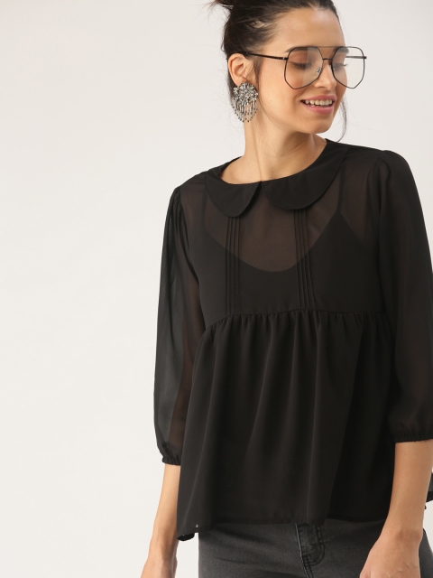 

DressBerry Women Black Solid Empire Top