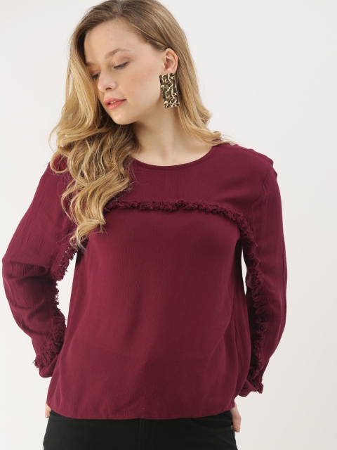 

DressBerry Women Maroon Solid Top