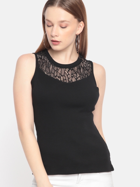 

DressBerry Women Black Solid Fitted Top
