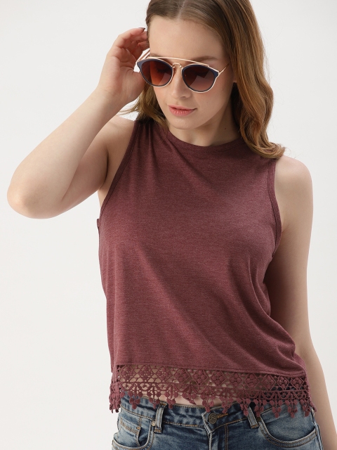 

DressBerry Women Burgundy Solid Top
