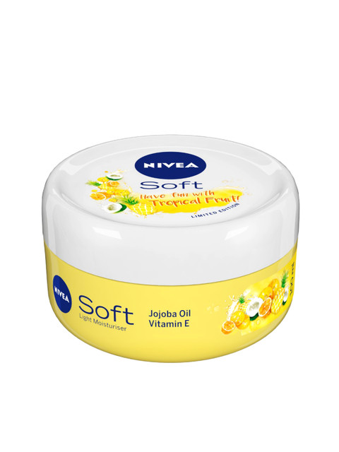 

Nivea Soft Tropical Fruit Moisturizer with Vitamin E & Jojoba Oil 100 ml, Yellow