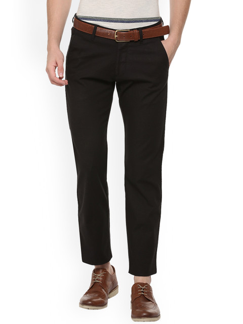 

Allen Solly Men Black Slim Fit Self Design Regular Trousers