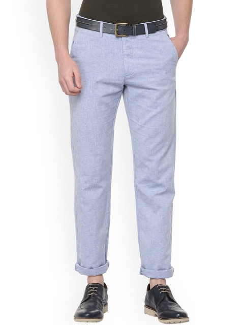 

Allen Solly Men Blue Regular Fit Self Design Regular Trousers