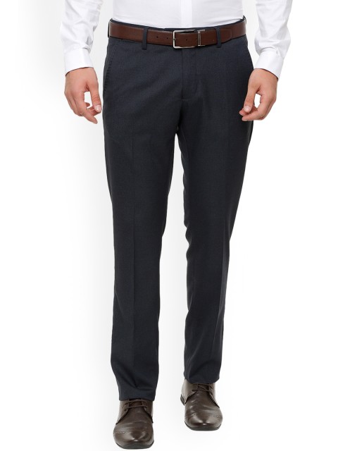 

Allen Solly Men Grey Slim Fit Self Design Formal Trousers