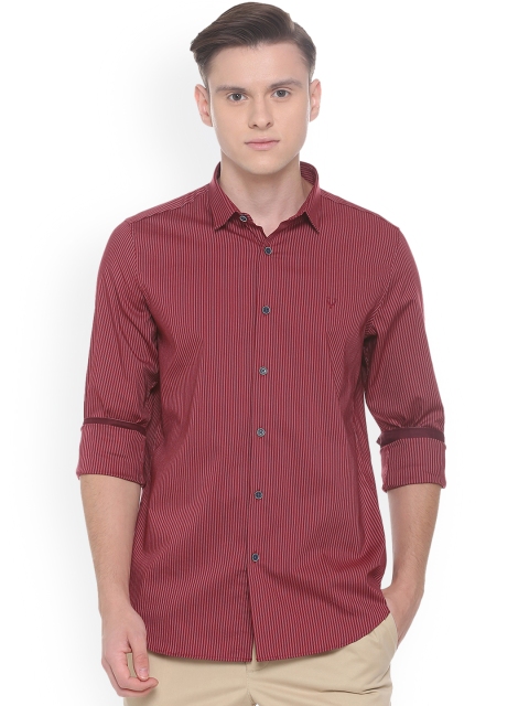 

Allen Solly Men Red Slim Fit Striped Casual Shirt