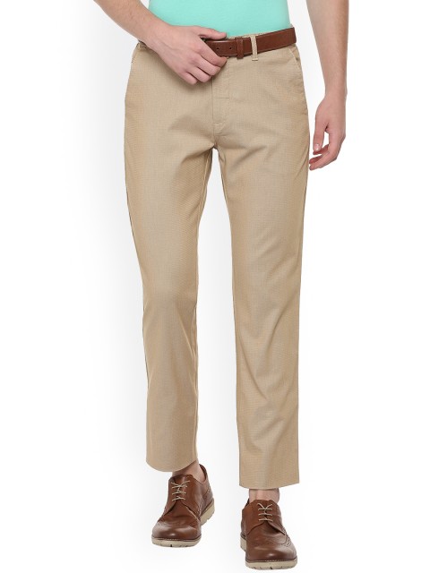 

Allen Solly Men Beige Regular Fit Self Design Regular Trousers