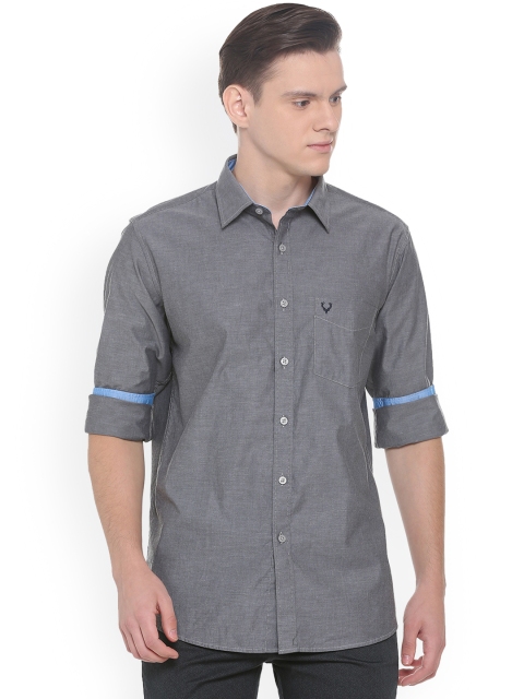 

Allen Solly Men Grey Slim Fit Solid Casual Shirt