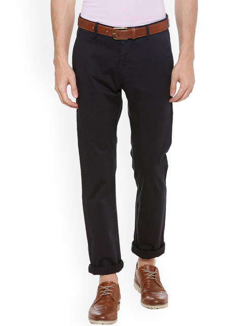 

Allen Solly Men Navy Blue Regular Fit Solid Regular Trousers