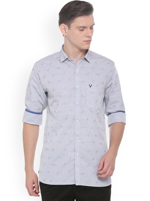

Allen Solly Men Grey Regular Fit Printed Casual Shirt