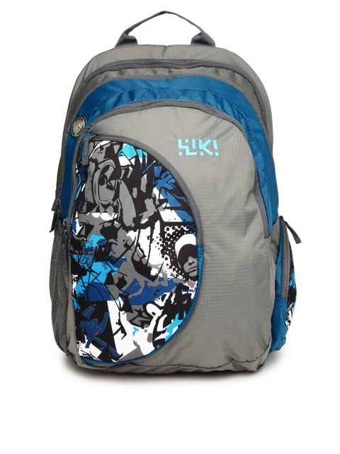 

Wiki by Wildcraft Blue & Grey Printed Backpack