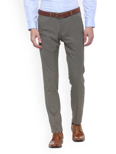 

Allen Solly Men Grey Slim Fit Self Design Formal Trousers