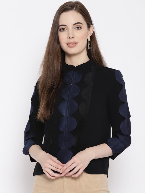 

Miss Bennett Women Black Applique Detail Solid Top
