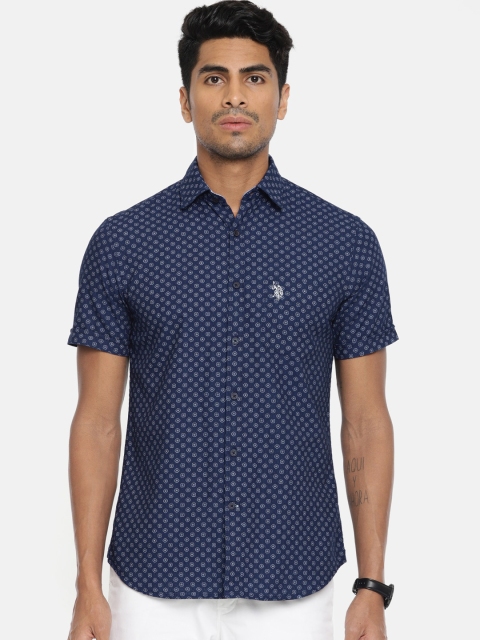 

U.S. Polo Assn. MenNavy Blue Tailored Fit Printed Casual Shirt, Navy blue