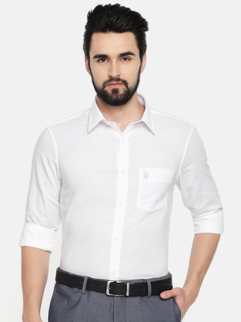 

U.S. Polo Assn. Men White Tailored Fit Solid Formal Shirt