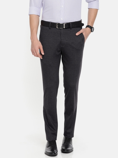 

U.S. Polo Assn. Men Charcoal Grey Slim Fit Solid Formal Trousers