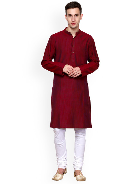 

NEUDIS Men Maroon Solid Straight Kurta