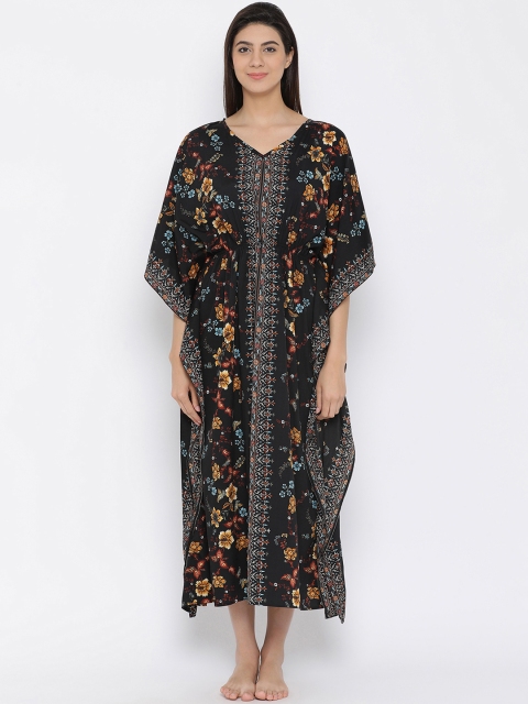 

Clovia Black Printed Kaftan Style Nightdress NS1172A13XL