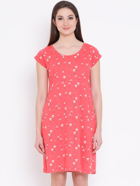 

Clovia Red Printed Nightdress NS1149P04XL
