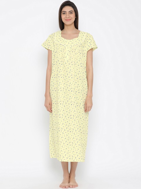 

Clovia Yellow Printed Nightdress NS1181P11S/M