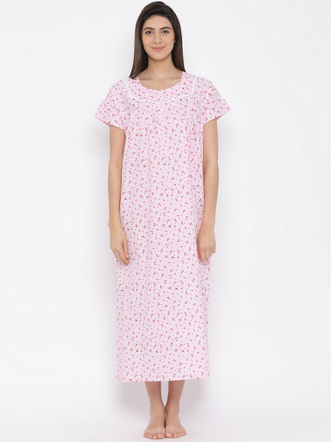 

Clovia Pink Printed Nightdress NS1181P22S/M