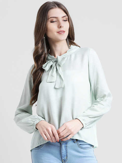 

Leo Sansini Women Green Solid A-Line Top