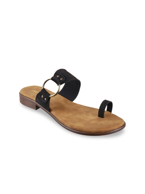 

Mochi Women Black Solid One Toe Flats