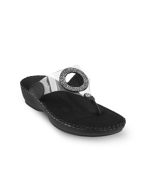 

Mochi Women Black Textured Leather Open Toe Flats