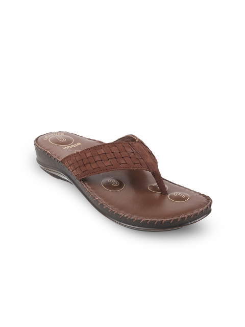 

Mochi Women Brown Textured Leather Open Toe Flats