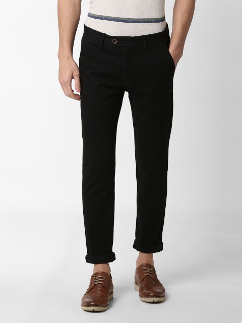 

Peter England Casuals Men Black Slim Fit Solid Regular Trousers