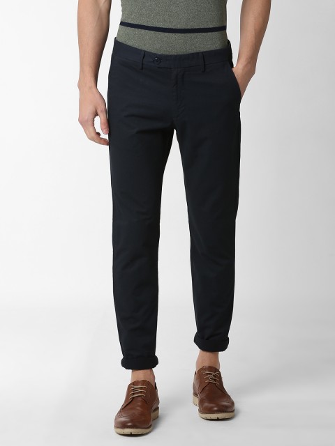 

Peter England Casuals Men Black Slim Fit Self Design Regular Trousers