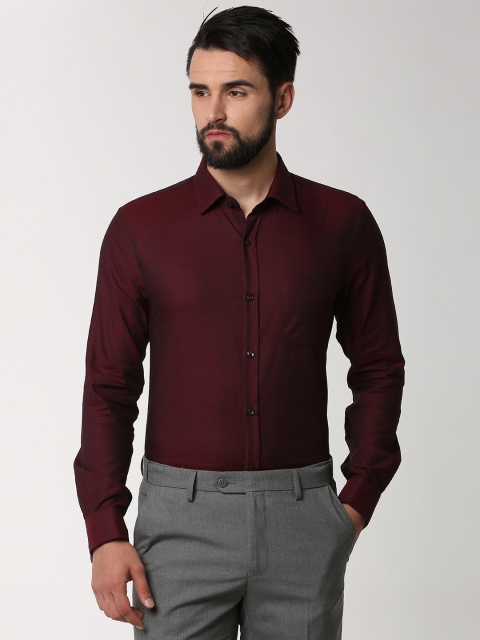 

Peter England Elite Men Maroon Slim Fit Self Design Formal Shirt