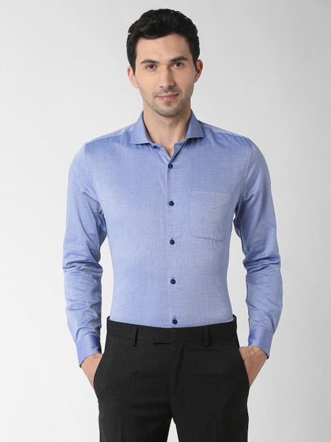 

Peter England Elite Men Blue Slim Fit Self Design Formal Shirt