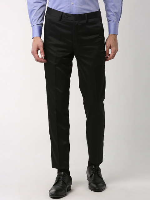 

Peter England Elite Men Black Slim Fit Solid Formal Trousers