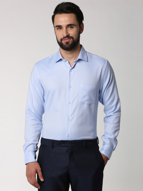 

Peter England Elite Men Blue Regular Fit Self Design Formal Shirt