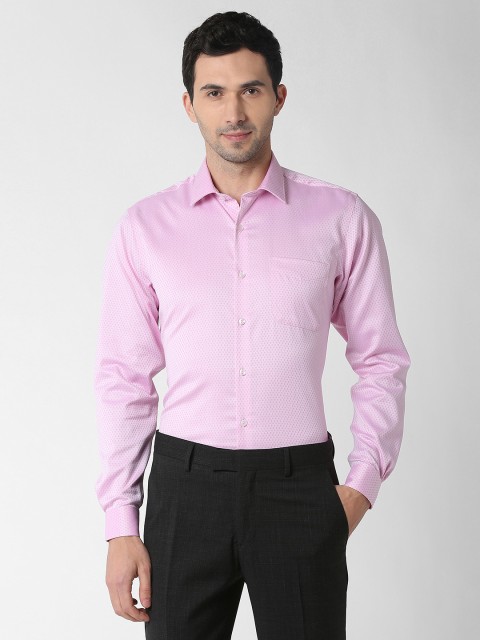 

Peter England Elite Men Pink Regular Fit Self Design Formal Shirt