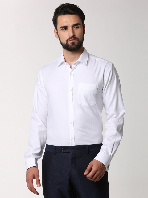 

Peter England Elite Men White Regular Fit Self Design Formal Shirt