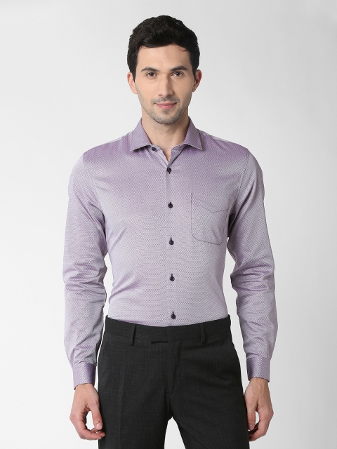 

Peter England Elite Men Purple Slim Fit Self Design Formal Shirt