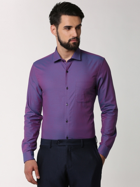 

Peter England Elite Men Purple Slim Fit Self Design Formal Shirt