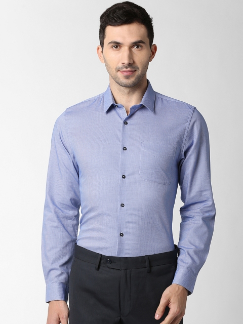 

Peter England Men Blue Slim Fit Self Design Formal Shirt