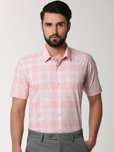 

Peter England Men Pink Regular Fit Checked Formal Shirt