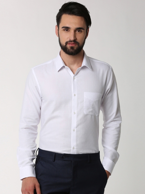 

Peter England Men White Regular Fit Self Design Formal Shirt