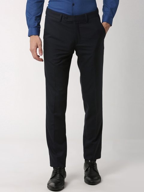 

Peter England Men Navy Blue Slim Fit Solid Formal Trousers