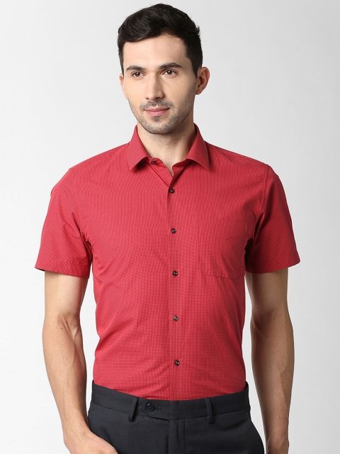 

Peter England Men Red Slim Fit Checked Formal Shirt