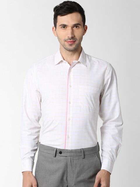 

Peter England Men White Slim Fit Checked Casual Shirt