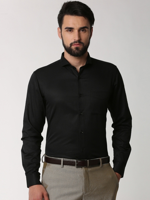 

Peter England Men Black Regular Fit Self Design Formal Shirt