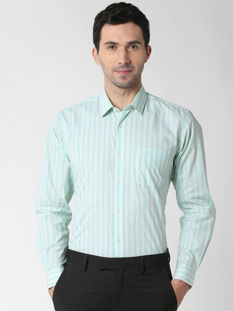 

Peter England Men Green & White Regular Fit Self Design Formal Shirt