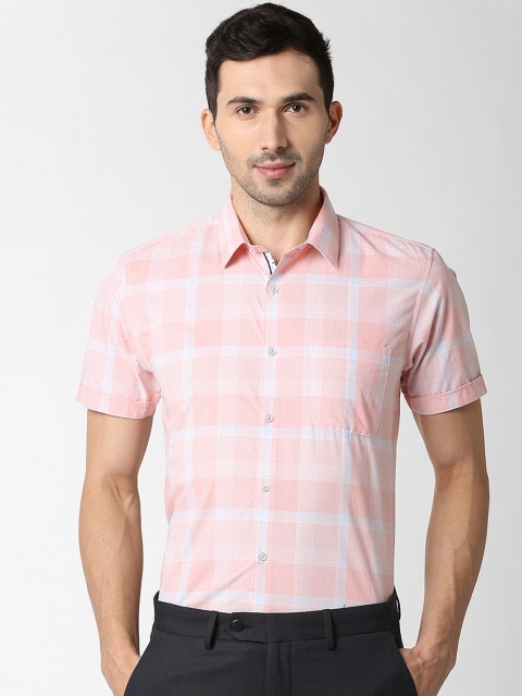 

Peter England Men Pink Slim Fit Checked Casual Shirt