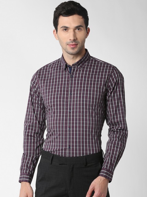 

Peter England Men Purple Slim Fit Checked Formal Shirt