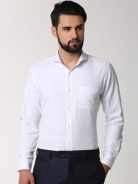 

Peter England Men White Slim Fit Self Design Formal Shirt