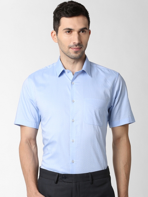 

Peter England Men Blue Regular Fit Self Design Formal Shirt